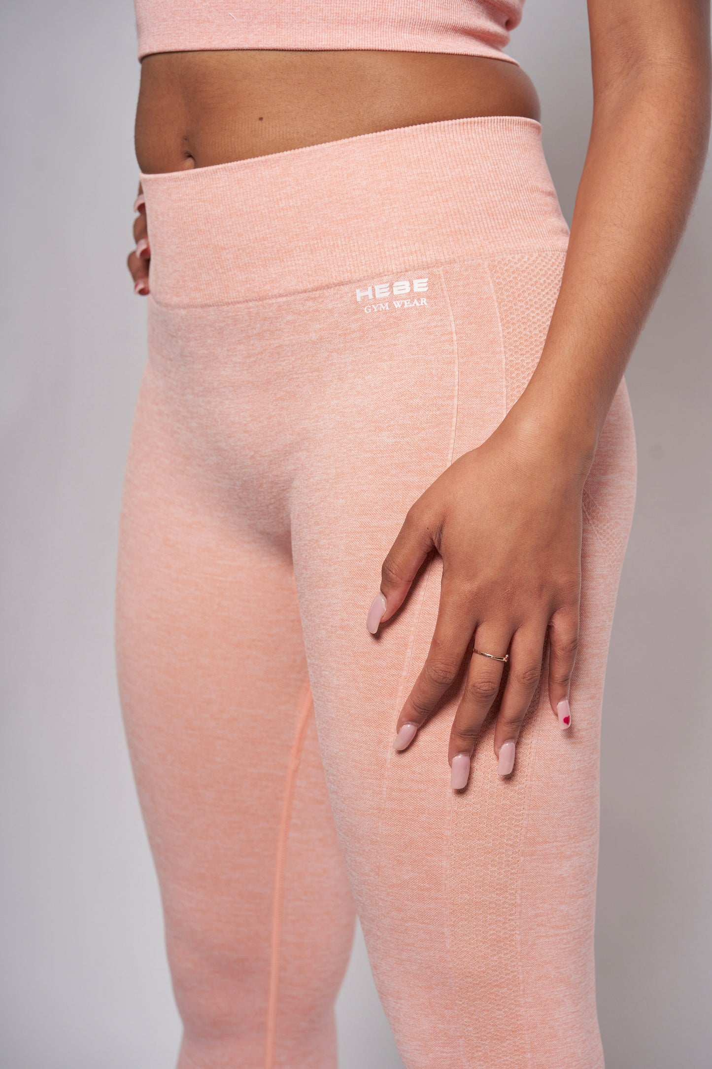 close up of peach leggings