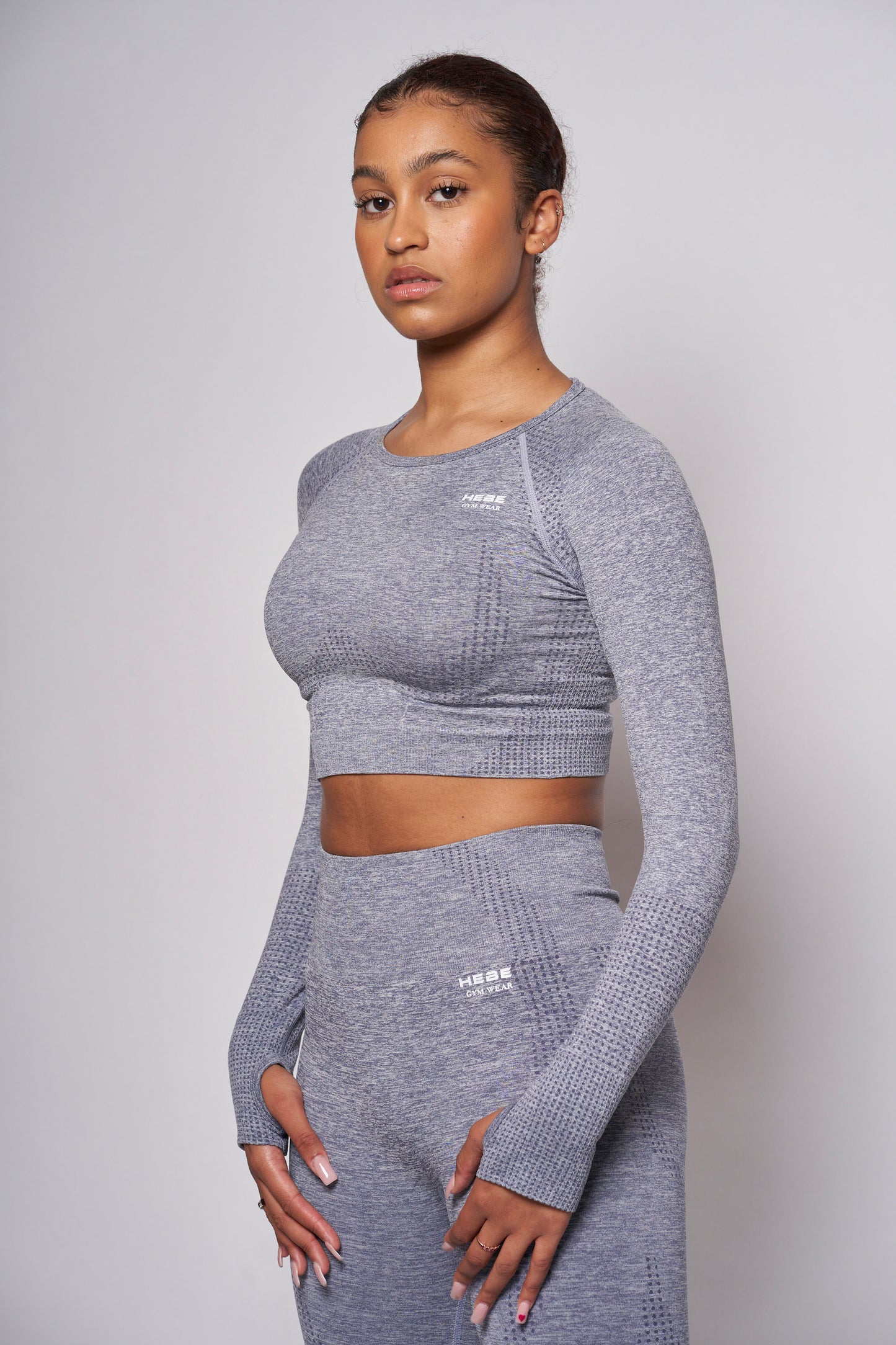 Flow Grey Seamless Long Sleeve Crop Top