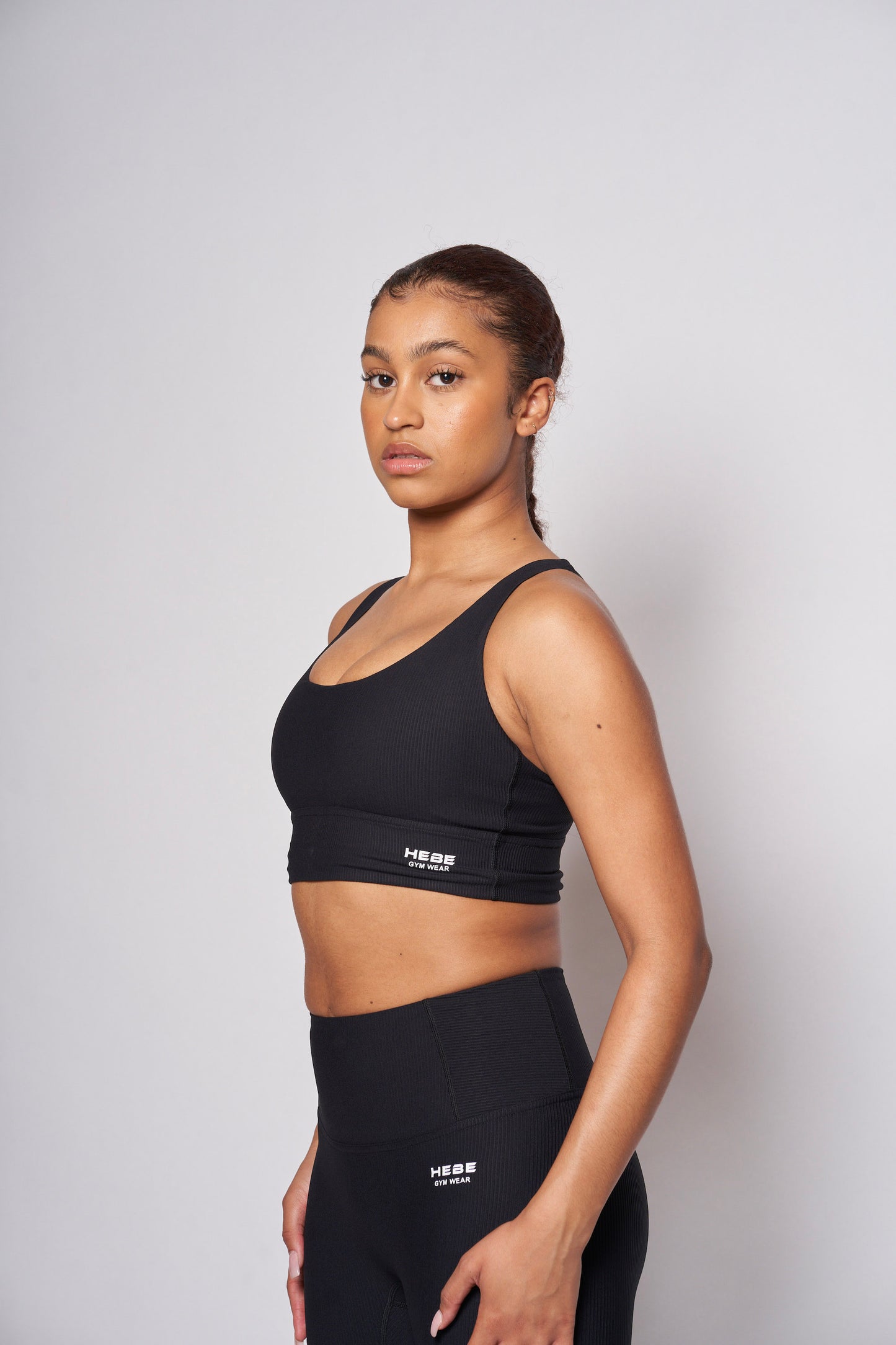 hebe focus black gym bra and leggings