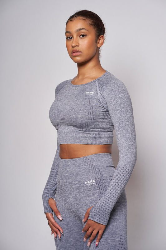 Flow Grey Seamless Long Sleeve Crop Top